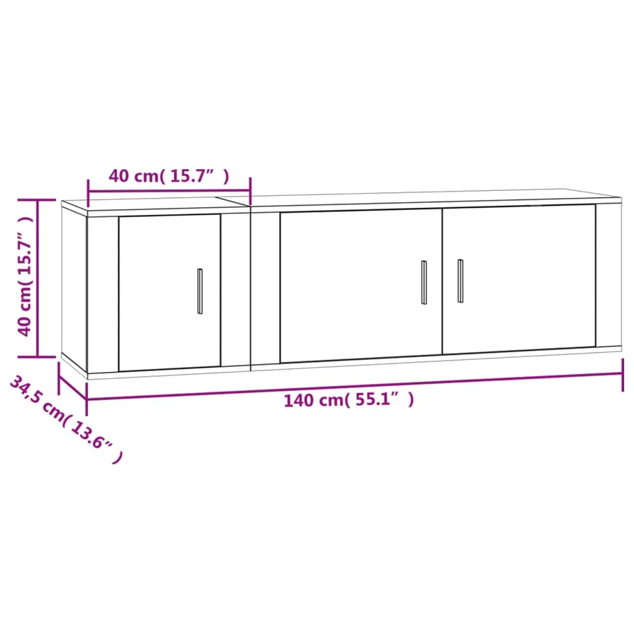 Ensemble de meubles TV 2 pcs Chêne fumé Bois d'ingénierie - 10