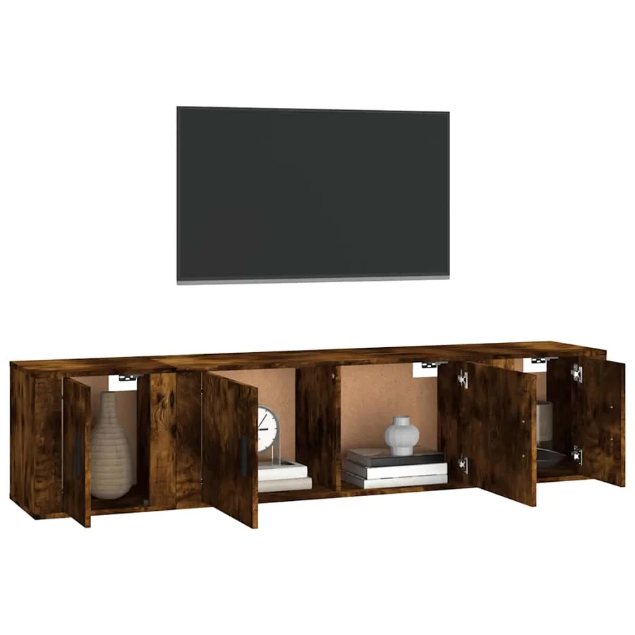 Ensemble de meubles TV 3 pcs Chêne fumé Bois d'ingénierie - 3