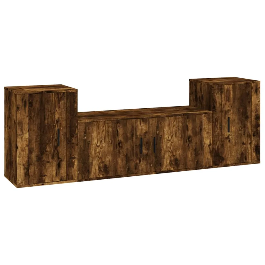 Ensemble de meubles TV 3 pcs Chêne fumé Bois d'ingénierie - 2