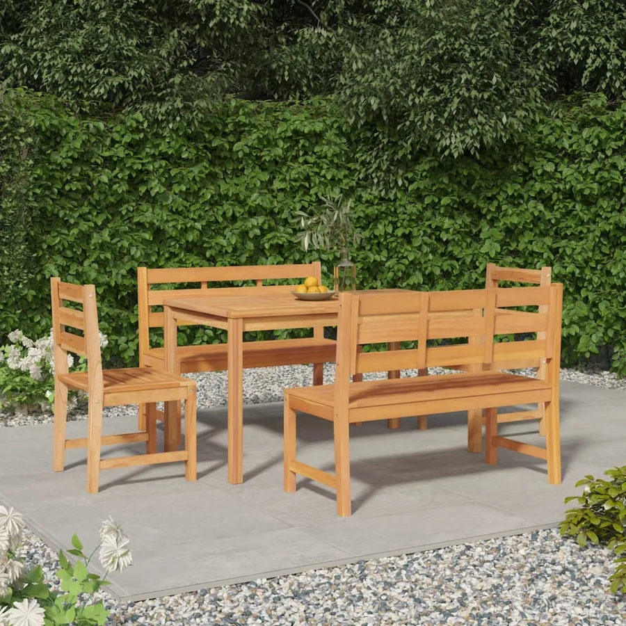 Ensemble à manger de jardin 5pcs Bois de teck massif