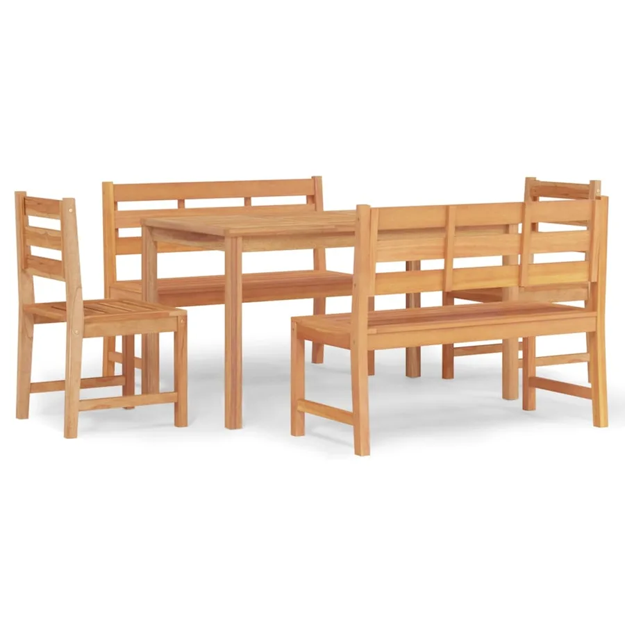 Ensemble à manger de jardin 5pcs Bois de teck massif - 2