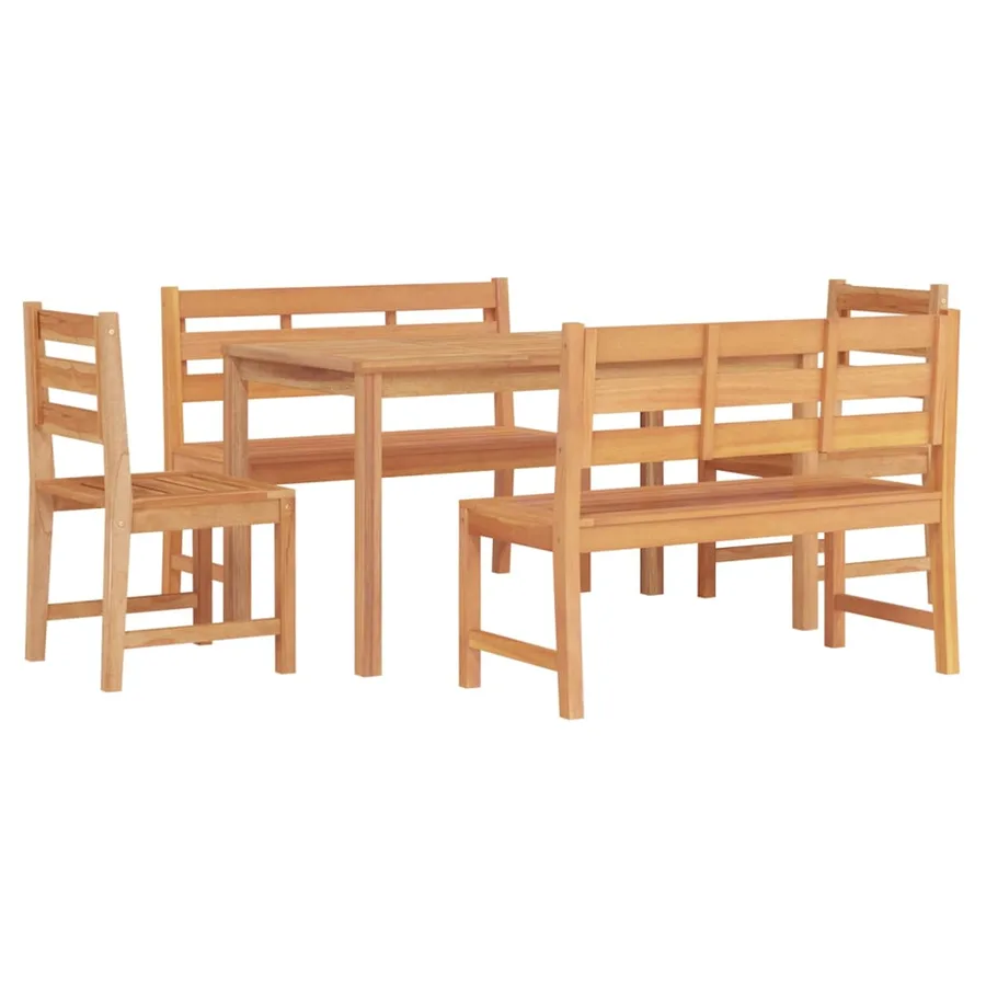 Ensemble à manger de jardin 5pcs Bois de teck massif - 3