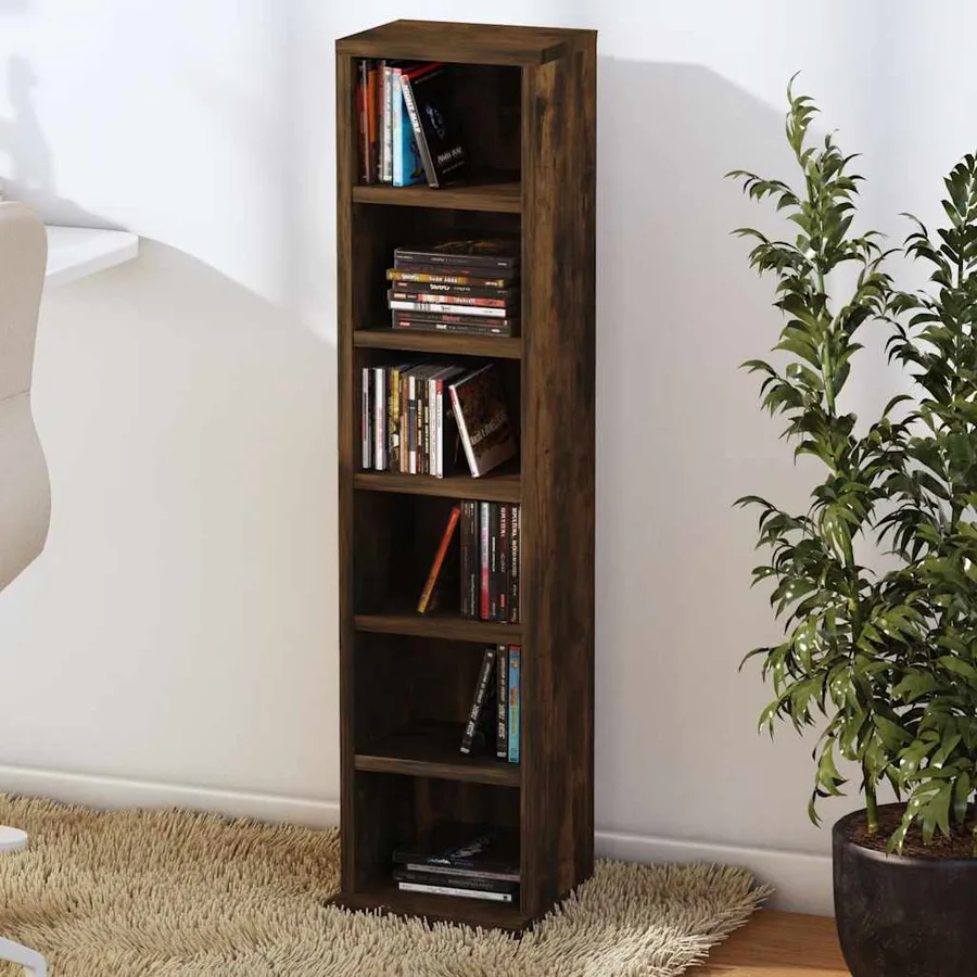 Armoire à CD Chêne fumé 21x20x88 cm Bois d'ingénierie - 3