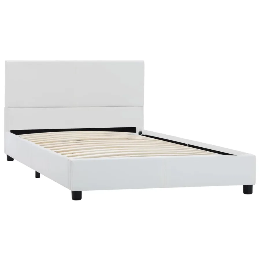 Cadre de lit Blanc Similicuir 100 x 200 cm - 2