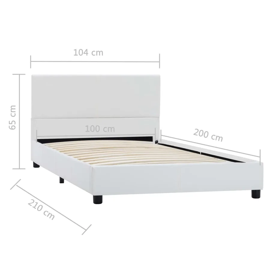 Cadre de lit Blanc Similicuir 100 x 200 cm - 7