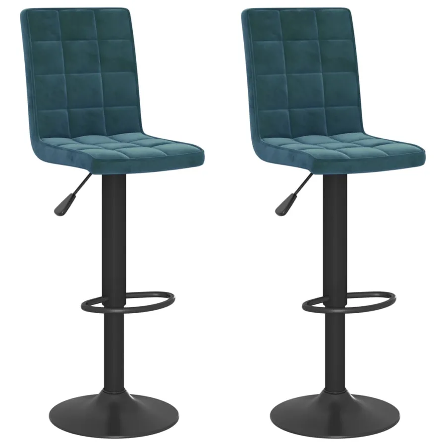 Tabourets de bar lot de 2 bleu velours - 2