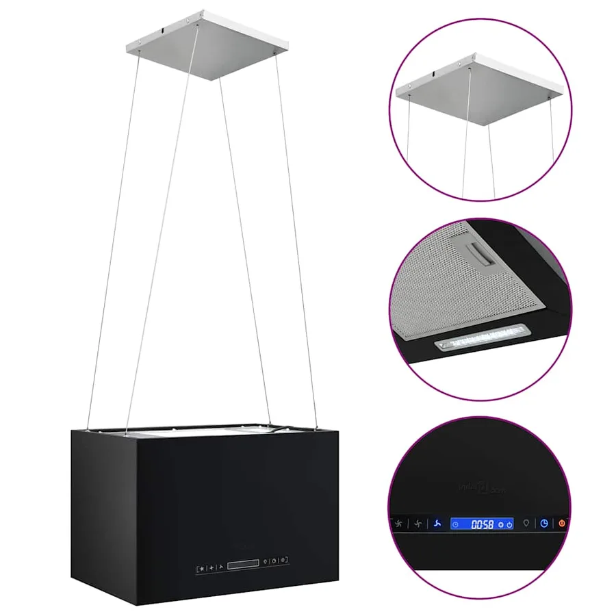 Hotte suspendue à LCD tactile 55 cm Acier enduit de poudre - 2