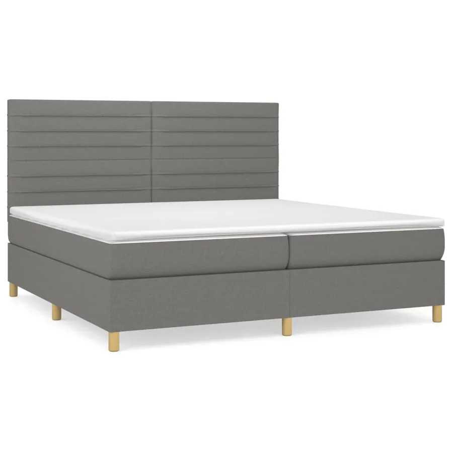 Sommier à lattes de lit avec matelas Gris foncé 200x200cm Tissu - 2
