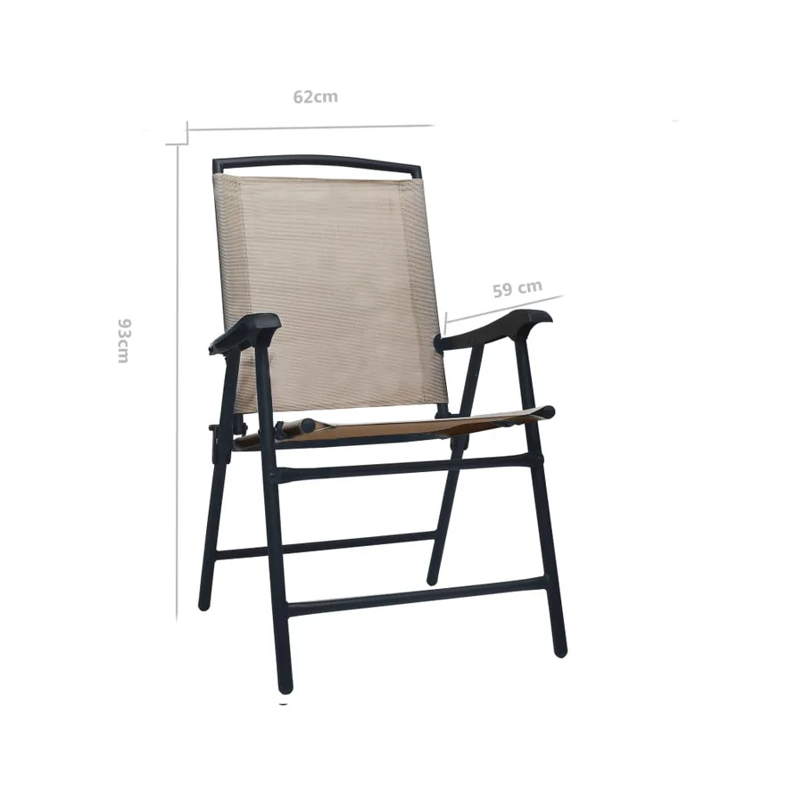 Chaises de jardin pliables lot de 2 Textilène Taupe - 9