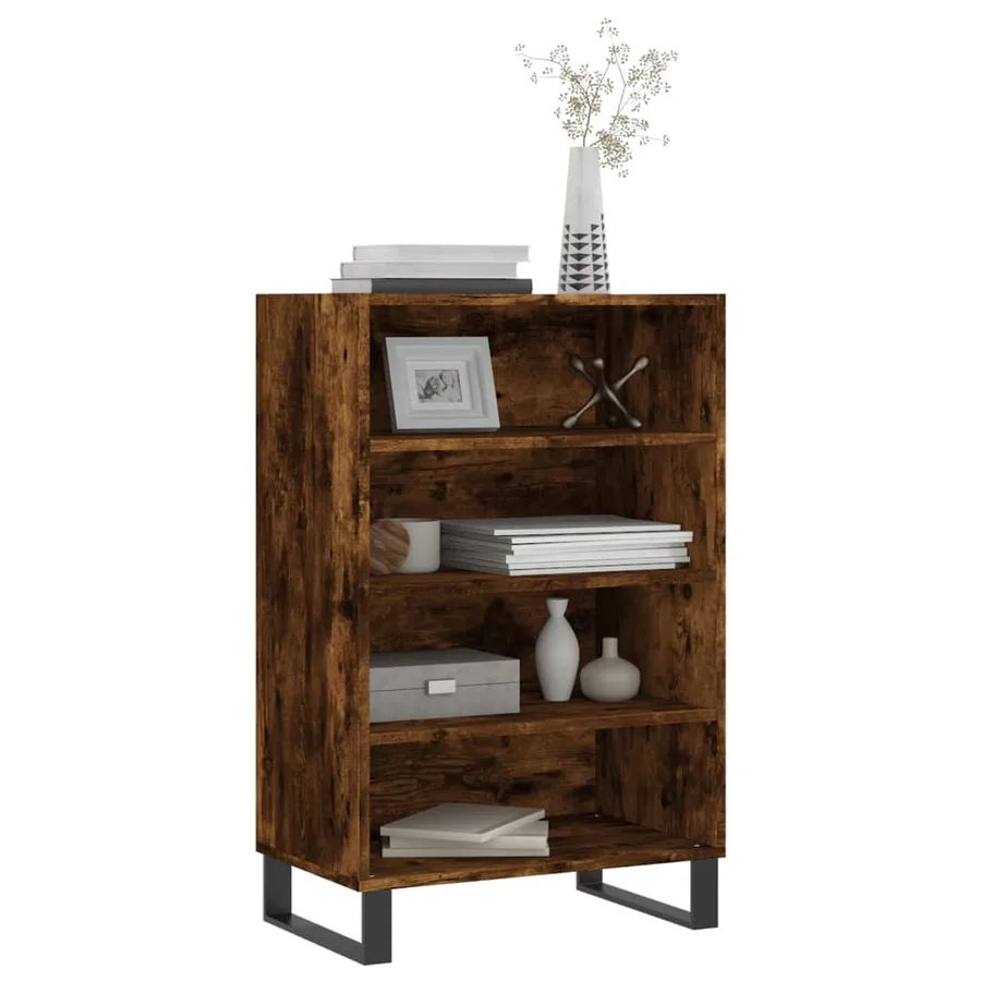 Buffet haut chêne fumé 57x35x90 cm bois d'ingénierie - 3