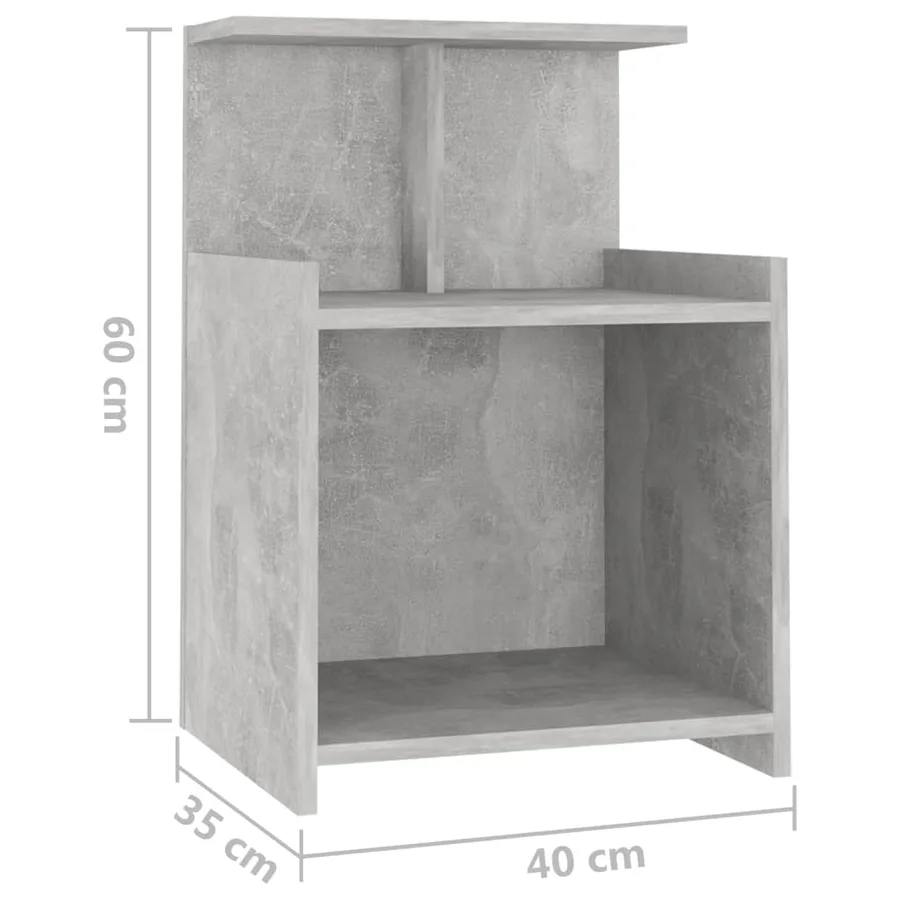 Table de chevet Gris béton 40x35x60 cm Aggloméré - 6