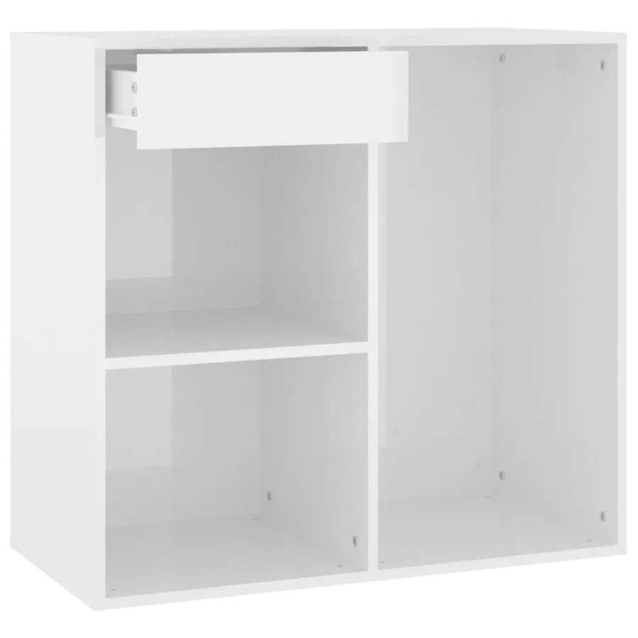 Armoire cosmétique Blanc brillant 80x40x75 cm Bois d'ingénierie - 2