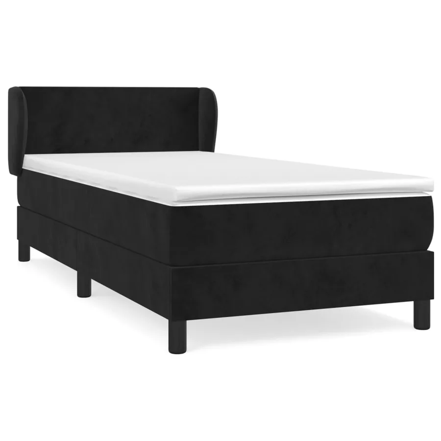Sommier à lattes de lit avec matelas Noir 90x190 cm Velours - 2