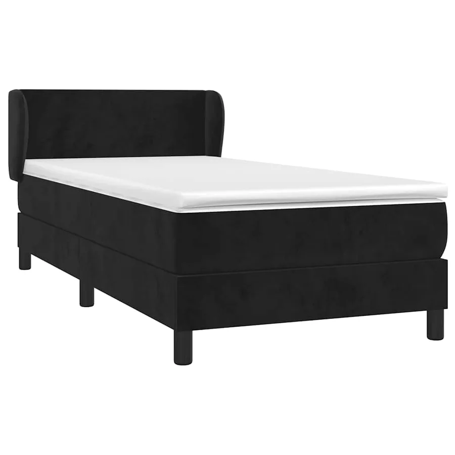 Sommier à lattes de lit avec matelas Noir 90x200 cm Velours - 3