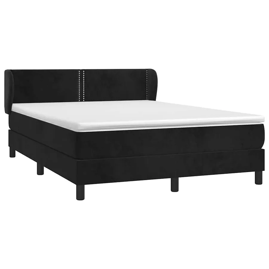Sommier à lattes de lit avec matelas Noir 140x190 cm Velours - 3