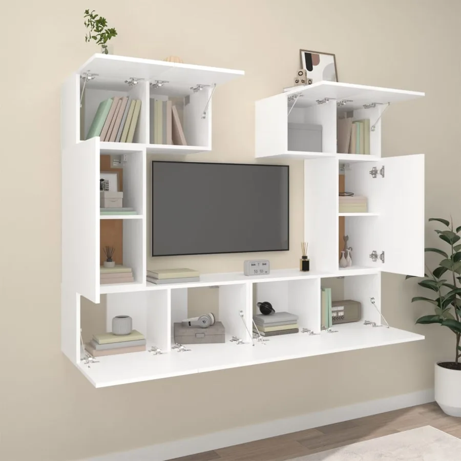Ensemble de meubles TV 6 pcs Blanc Bois d'ingénierie - 3