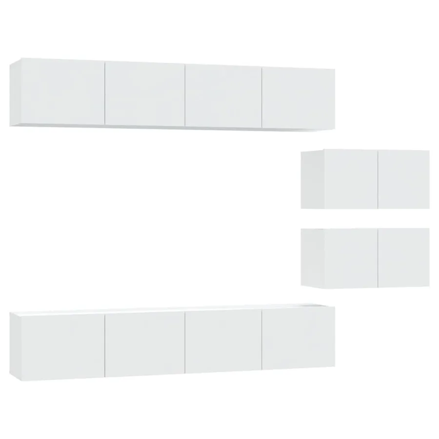 Ensemble de meubles TV 6 pcs Blanc Bois d'ingénierie - 2