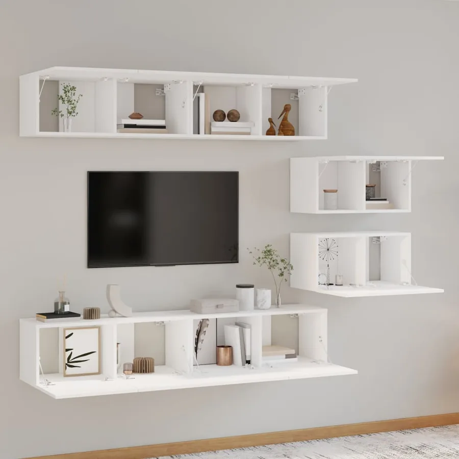 Ensemble de meubles TV 6 pcs Blanc Bois d'ingénierie - 6