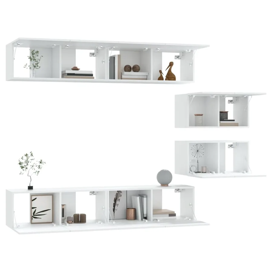 Ensemble de meubles TV 6 pcs Blanc Bois d'ingénierie - 7