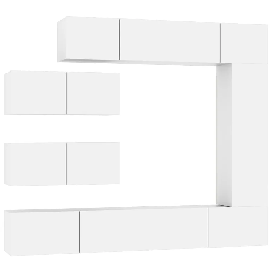 Ensemble de meubles TV 7 pcs Blanc Bois d'ingénierie - 2