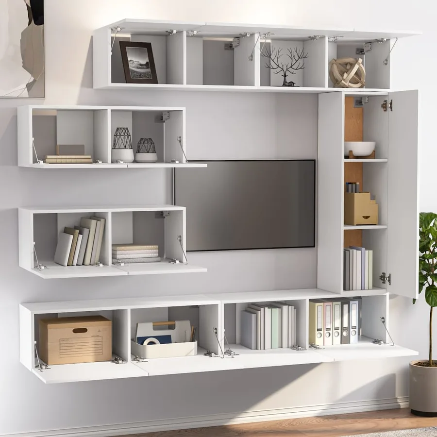 Ensemble de meubles TV 7 pcs Blanc Bois d'ingénierie - 3