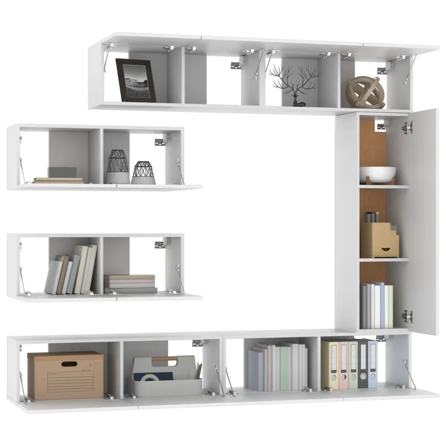 Ensemble de meubles TV 7 pcs Blanc Bois d'ingénierie - 4