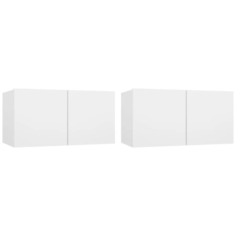 Ensemble de meubles TV 4 pcs Blanc Bois d'ingénierie - 4