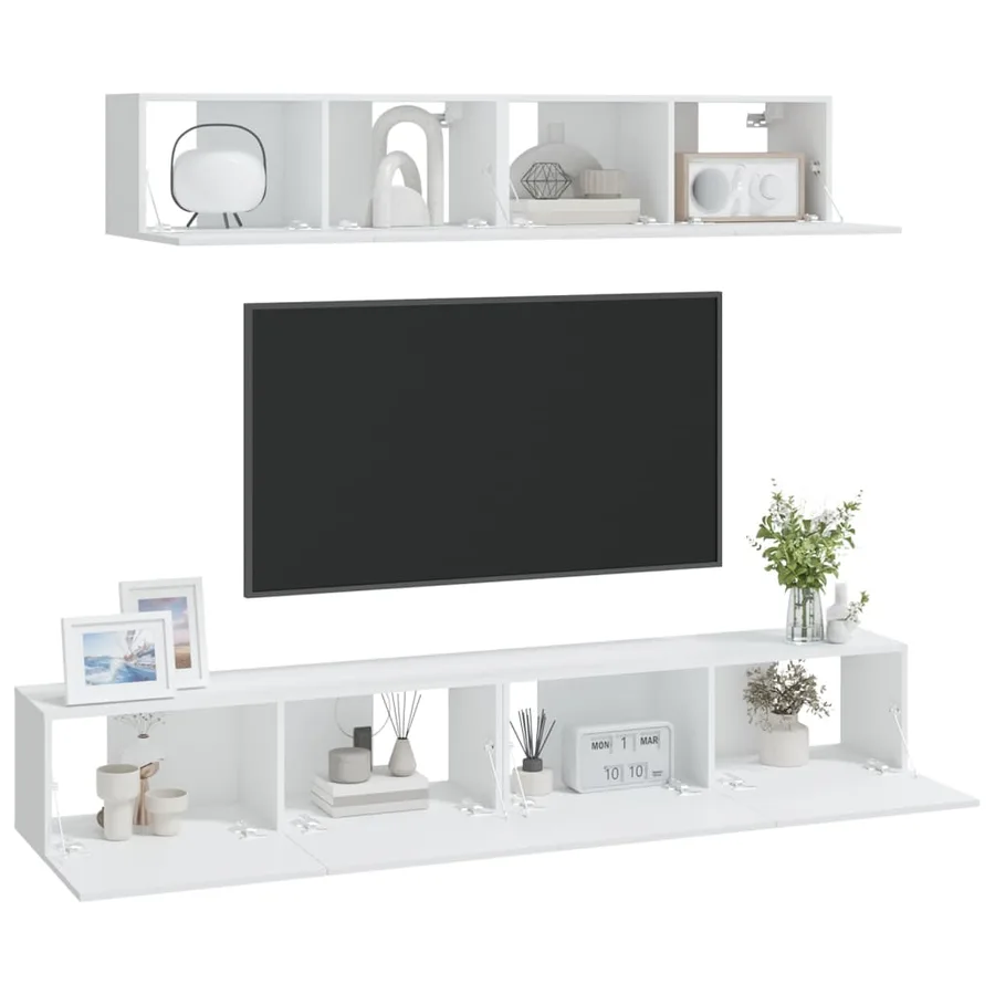 Ensemble de meubles TV 4 pcs Blanc Bois d'ingénierie - 7