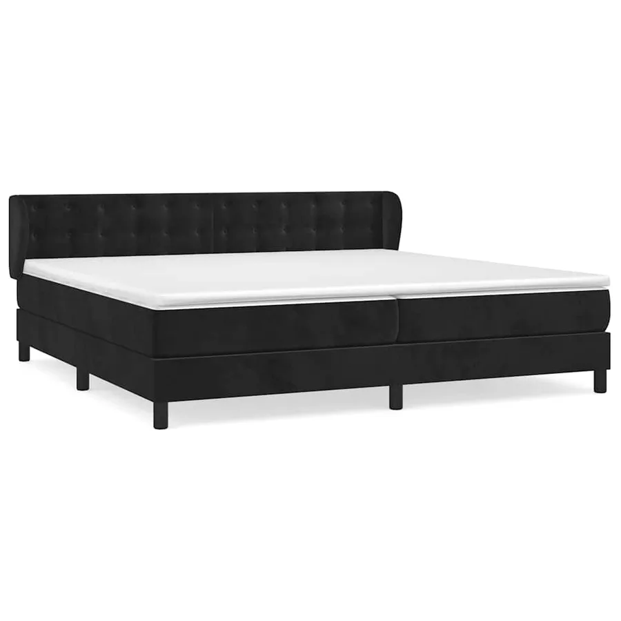 Sommier à lattes de lit et matelas Noir 200x200 cm Velours - 2