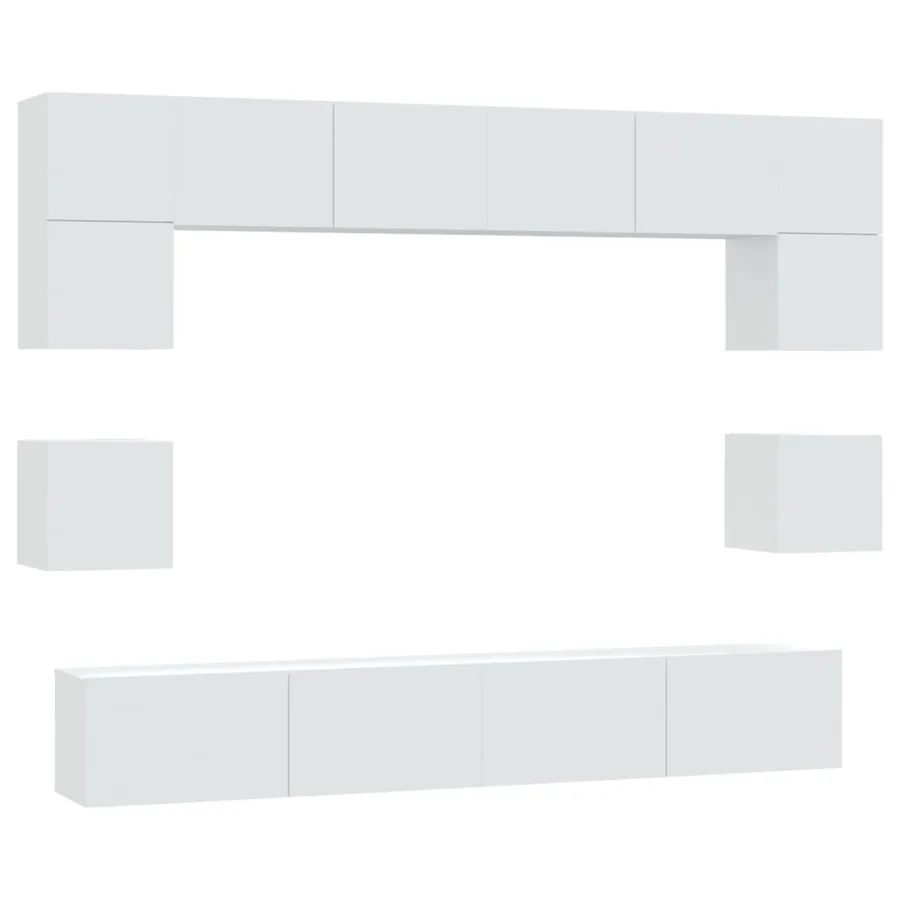 Ensemble de meubles TV 8 pcs Blanc Bois d'ingénierie - 2