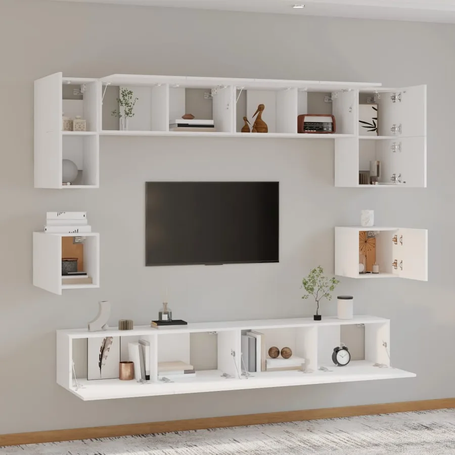 Ensemble de meubles TV 8 pcs Blanc Bois d'ingénierie - 3