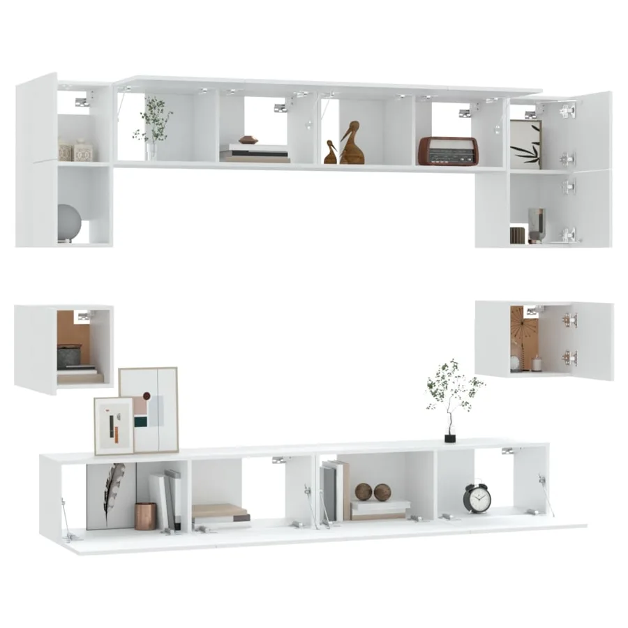Ensemble de meubles TV 8 pcs Blanc Bois d'ingénierie - 4