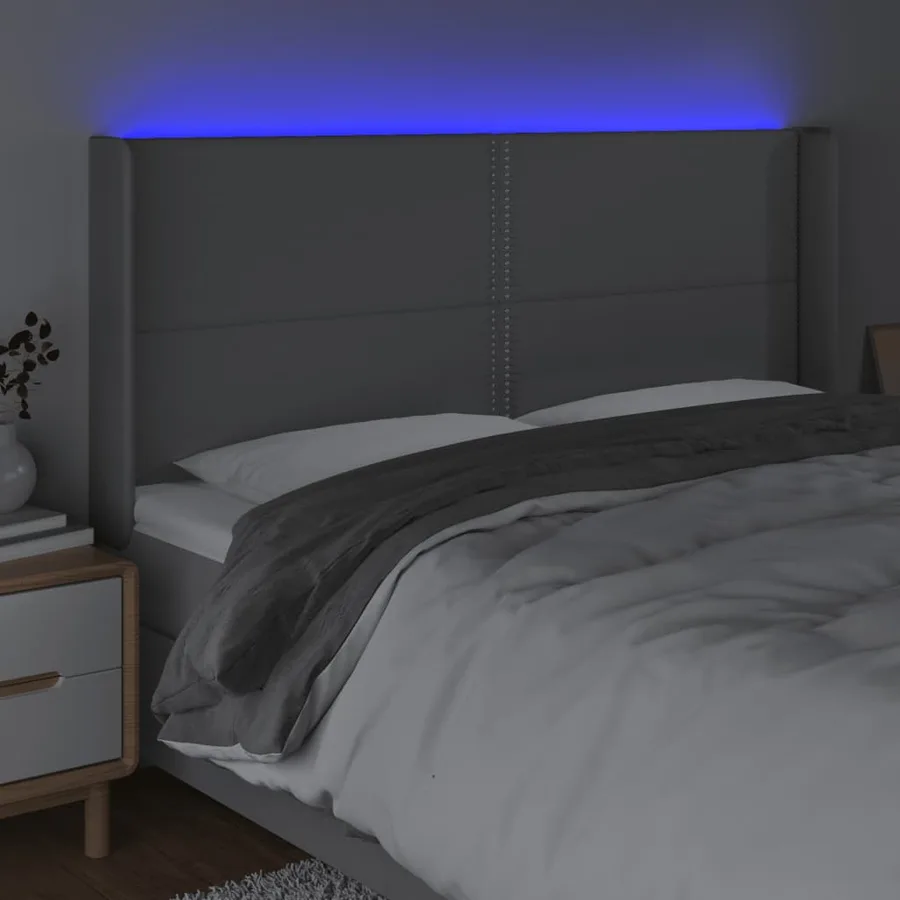 Tête de lit à LED Gris clair 183x16x118/128 cm Tissu - 4