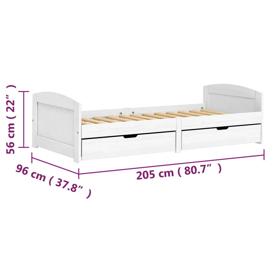Lit de jour avec 2 tiroirs sans matelas IRUN blanc 90x200 cm - 8