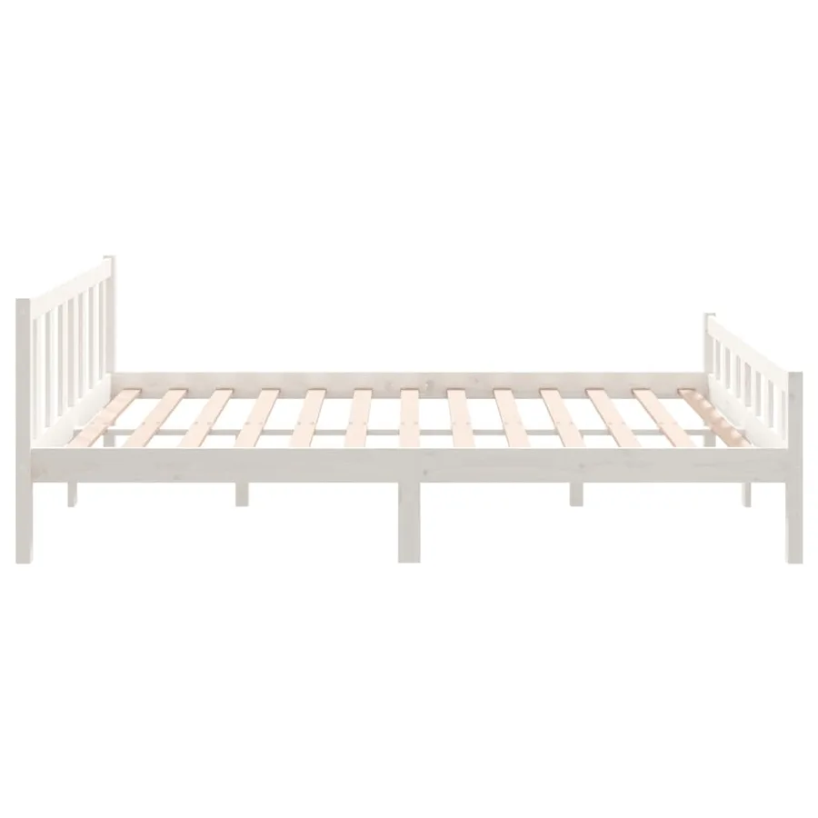 Cadre de lit sans matelas blanc bois de pin massif - 6