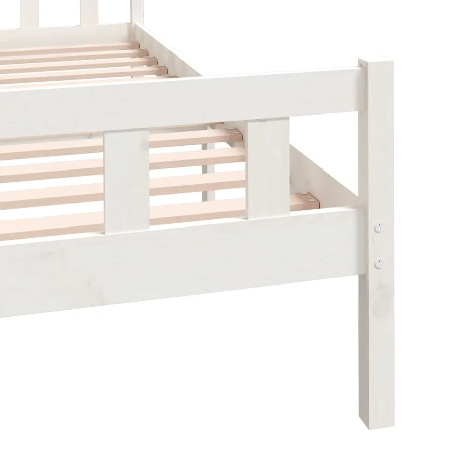 Cadre de lit sans matelas blanc bois de pin massif - 7