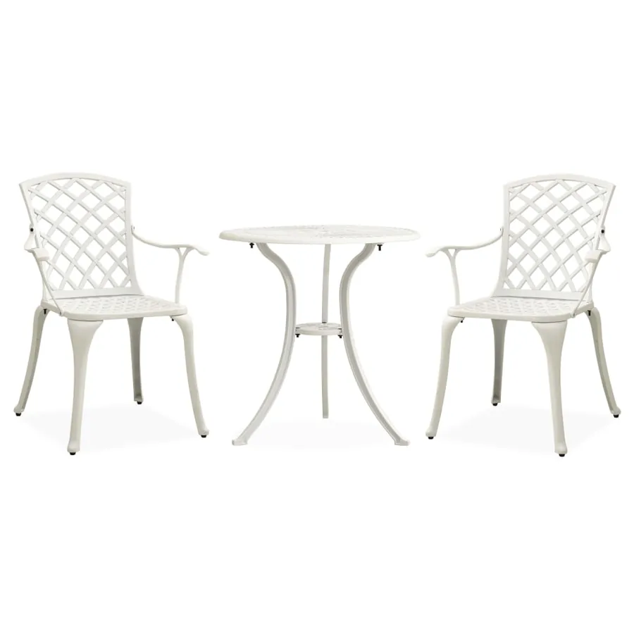 Ensemble de bistro 3 pcs Aluminium coulé Blanc