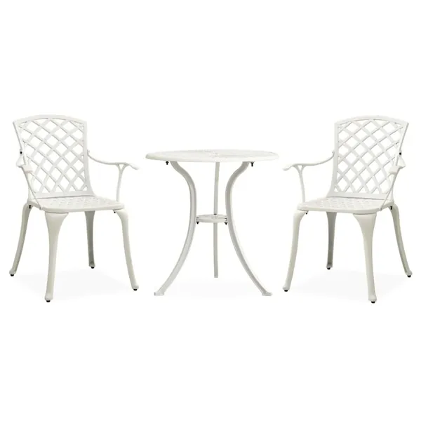 Ensemble de bistro 3 pcs Aluminium coulé Blanc