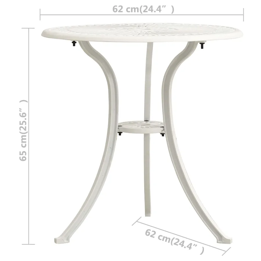 Ensemble de bistro 3 pcs Aluminium coulé Blanc - 9