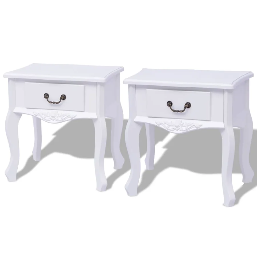 Table de chevet 2 pcs MDF Blanc
