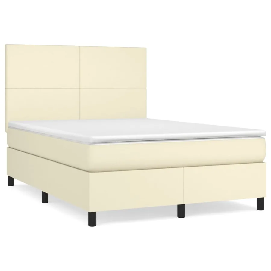 Sommier à lattes de lit avec matelas Crème 140x200cm Similicuir - 2