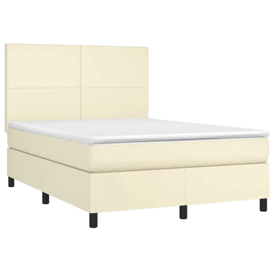 Sommier à lattes de lit avec matelas Crème 140x200cm Similicuir - 3