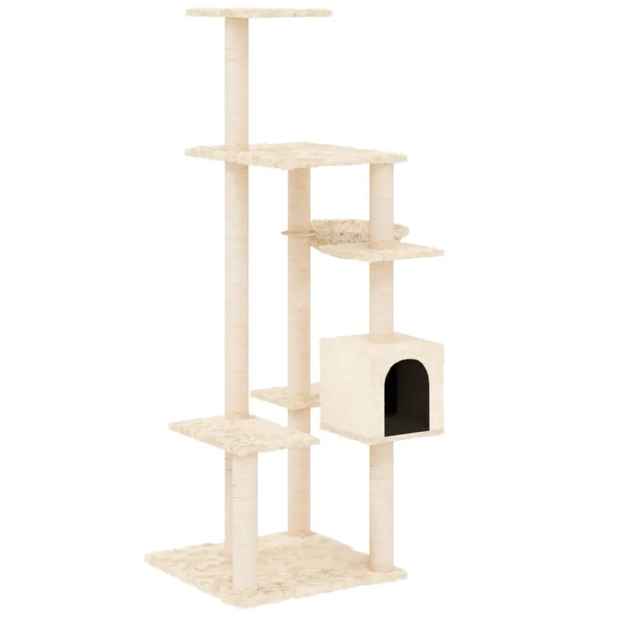 Arbre à chat avec griffoirs en sisal Crème 142 cm - 2