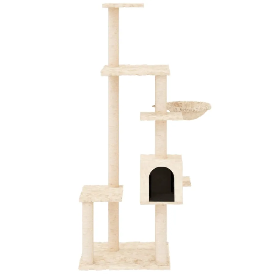 Arbre à chat avec griffoirs en sisal Crème 142 cm - 3