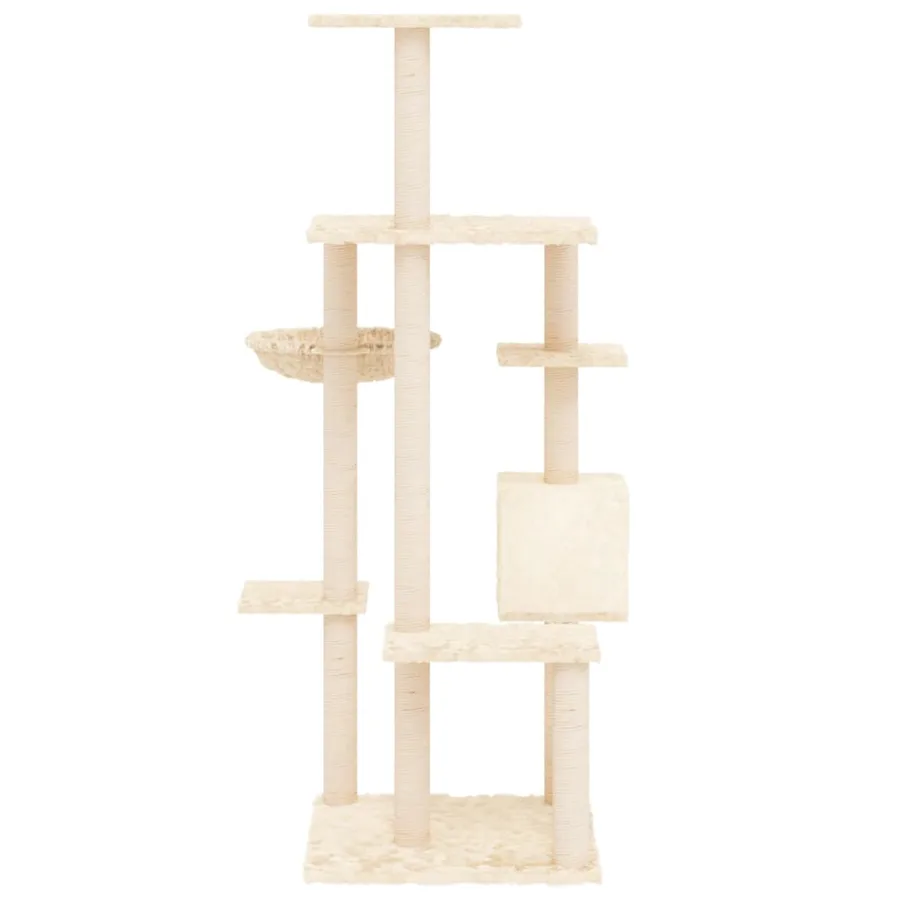 Arbre à chat avec griffoirs en sisal Crème 142 cm - 4
