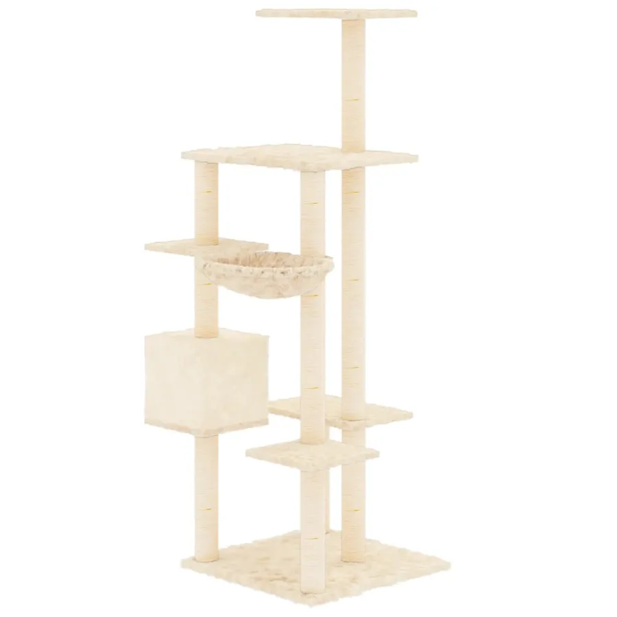 Arbre à chat avec griffoirs en sisal Crème 142 cm - 5