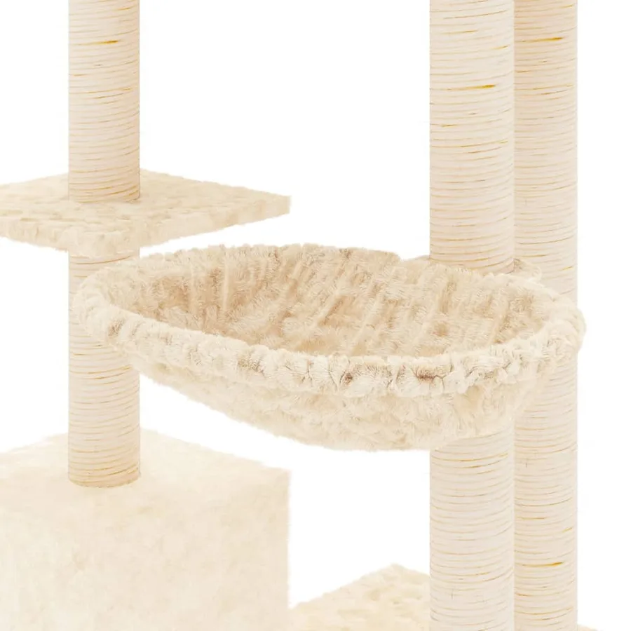 Arbre à chat avec griffoirs en sisal Crème 142 cm - 6
