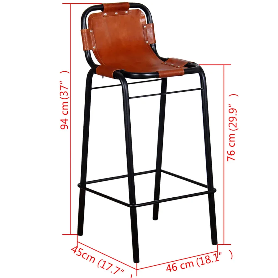 Tabourets de bar lot de 2 cuir véritable - 5