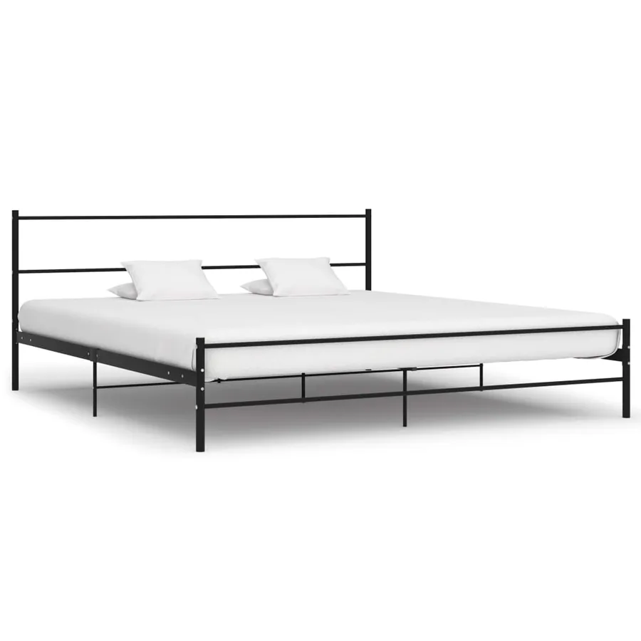 Cadre de lit sans matelas noir métal 200x200 cm