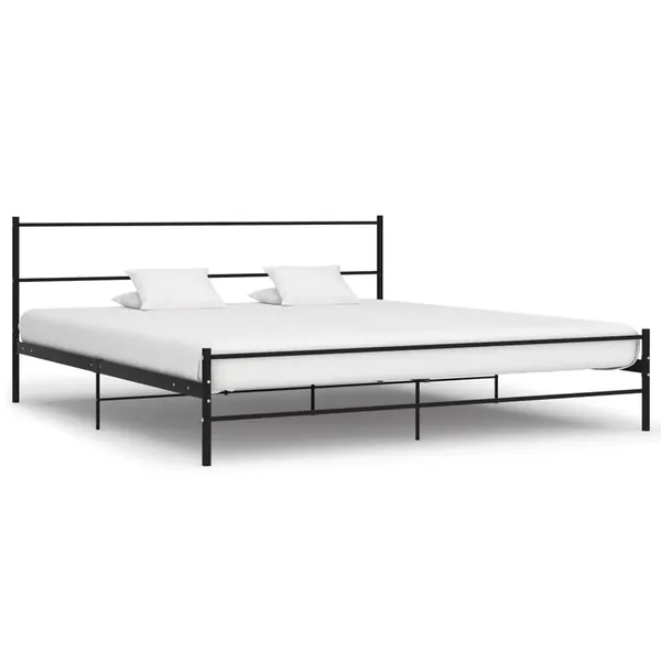 Cadre de lit sans matelas noir métal 200x200 cm